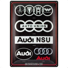 Nostalgic-Art Retro Sac Levha, Audi – Logo Evolution – Araç Aksesuar Fikri, Metal, Dekorasyon Için Vintage Tasarım, 30 x 40 cm