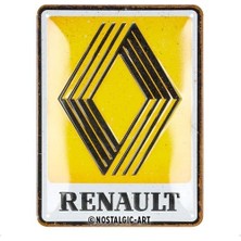 Nostalgic-Art Retro Sac Levha, 15 x 20 Cm, Renault – Logo 1972 – Renault Aksesuar Hayranları Için Hediye Fikri, Orijinal Lisanslı Ürün (Olp), Metal, Vintage Tasarım, Sac Levhalar Özdeyişler