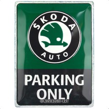 Nostalgic-Art Retro Sac Levha, 30 x 40 Cm, Skoda – Parking Only – Skoda Aksesuar Hayranları Için Hediye Fikri, Metal, Vintage Tasarım