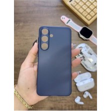 Sevgi Butik Süper Ince Mat Ultra Thin Silikon Kılıf Lacivert  Galaxy S25 ile Uyumlu