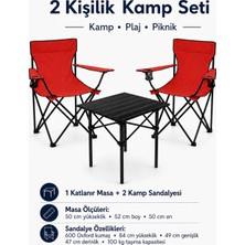 Trendinyeri 2 Sandalyeli Katlanır Kamp Seti 52 cm Masa ve Sandalye