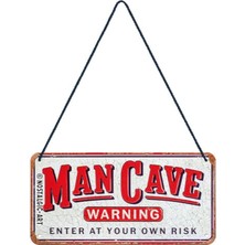 Nostalgic-Art Retro Asma Tabela, Man Cave Warning – Erkekler Için Hediye Fikri, Metal, Dekorasyon Için Vintage Tasarım, 10 x 20 cm