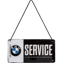 Nostalgic-Art 28001 Retro Asma Levha Bmw – Servis – Araba Aksesuarları Fanları Için Hediye Fikri, Metal, Vintage Tasarım, 10 x 20 cm