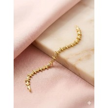 Singularis Premium Gold Zirkon Taşlı Geometrik Tasarım Elegant Bileklik