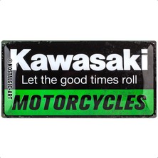 Nostalgic-Art 27025 - Kawasaki - Genuine Parts, Retro Sac Levha, Vintage Levha, Duvar Dekorasyonu, Metal, 25 x 50 cm
