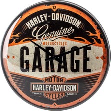 Nostalgic-Art 51083 Retro Duvar Saati Harley-Davidson – Garaj – Motosiklet Hayranları Için Hediye Fikri, Büyük Mutfak Saati, Dekorasyon Için Vintage Tasarım, Çap 31 cm