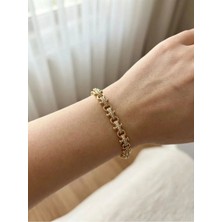 Singularis Premium Tasarım Taşlı Geometrik Formlu Gold Modern Bileklik