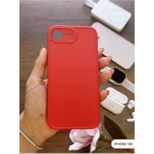 Sevgi Butik Kamera Korumalı Darbeye Dayanıklı Renk Atmayan Keep Silikon Kılıf Kırmızı iPhone 16E ile Uyumlu