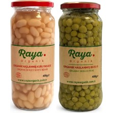 Raya Organik Organik Haşlanmış Bezelye 400 gr -Organik Haşlanmış Fasulye 400 gr 2'li Set
