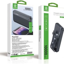 VeraGlobe Buğz 10000 Mah  Type-C USB Lightning 4 Kablolu Hızlı Kablosuz Şarj Powerbank