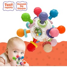 Bebek Montessori Duyusal Diş Kaşıyıcı Top – Motor Becerileri Gelişim Oyuncağı - Çok Renkli