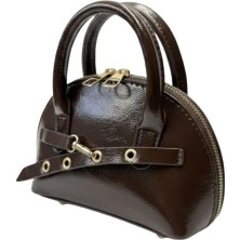 Biem Accessory Biem Kahverengi Oval Mini El ve Omuz Çantası