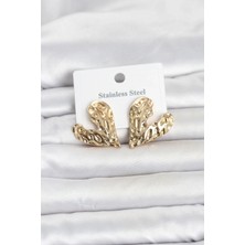 VeraGlobe Buğz 316L Çelik Gold Renk Kalp Model Kadın Küpe