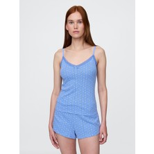 Gap Kadın Mavi Pointelle Pijama Tank Top