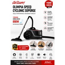 Arzum Olimpia Pro Siyah Elektrikli Süpürge 800W Hepa 13 Filtreli Toz Torbasız Süpürge