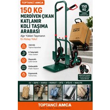 Toptancı Amca Merdiven Çıkan Koli Taşıma Arabası Katlanır Yapı Inip Kalkar Yük Arabası 150 kg Yeşil Ergonomik