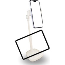 Fun And Market Buğz Masa Üstü Tablet ve Telefon Tutucu Plastik Aparat Beyaz Telefon Standı