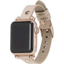Fun And Market Buğz Apple Watch Uyumlu Deri Kordon 42-44-45MM Rt Erc3 Bej