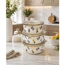 Acar Petit Fleur Collection Emaye 3lü Saklama Kabı XAP-10439