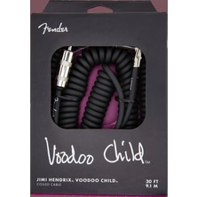 Fender 0990823003 Hendrix Voodoo Child Coil Düz/l Uçlu 9m Siyah Enstrüman Kablosu | Spiral, 9 M, Kablo