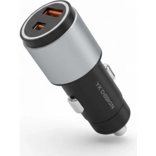 VeraGlobe Buğz Araç Içi Çakmaklığa Takılantype-C ve USB Girişli 2 Portlu Hızlı Şarj Adaptörü