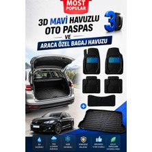 PINUKS Cıtroen C3 Aircross Üst 2022-2023 3D  Model Uyumlu 3D Mavi Oto Paspas+ 3D Bagaj Havuzu Premium Set