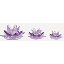 Onemay Mor Kristal Lotus Çiçeği Seti (3'lü)