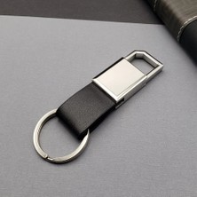 Fun And Market Buğz Deri Siyah Gümüş Metal Anahtarlık