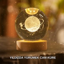 Fun And Market Buğz Ahşap Standlı Sarı Işıklı Dekoratif Küre Kız Figürü Tasarım