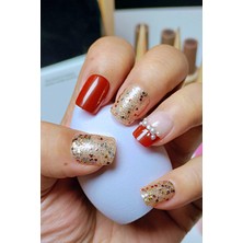 Easy Beauty 24 Adet Küt Takma Tırnak Seti Taşlı ve Desenli Yapıştırıcı Bant Hediyeli Z538