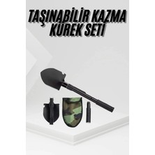 Fun And Market Buğz Katlanır Portatif Kazma Kürek Seti Portatif Çelik Taşıma Çantalı Pusulalı