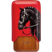 Lubinski Year Of Horse Deri Üçlü Sedirli Puro Kılıfı - Kırmızı(62 Ring)