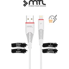 Mtl 3.4A USB To iPhone Lightning Hızlı Şarj ve Data Kablosu 2 Metre MT2021