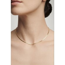 Balenbi Jewelry 14K Gold Renk 45 cm Yılan Zincir Kararmaz Çelik Kadın Kolye 1173