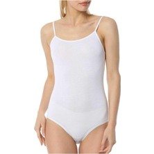 Coton House Imer 9251 Bayan Ince Askılı Beyaz Çıtçıtlı Bady