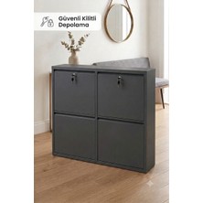 Tomkar 2+2 Antrasit Metal Ayakkabılık ( Kilitli )