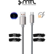 Mtl 3.4A USB To Type-C Örgülü Alüminyum Başlıklı Hızlı Şarj ve Data Kablosu 1 Metre MT2031