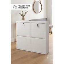 Tomkar 2+2 Beyaz Metal Ayakkabılık( Kilitli )
