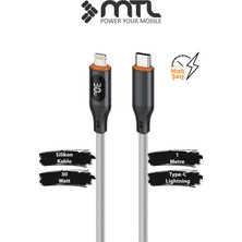 Mtl 30W LCD Ekranlı Type-C To Lightning Silikon Hızlı Şarj ve Data Kablosu 1 Metre MT2213