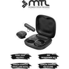 Mtl Type-C Mini Kablosuz Bluetooth 2 Kişilik Yaka Mikrofonu Yapay Zeka Destekli Uzun Pil Ömrü MT936