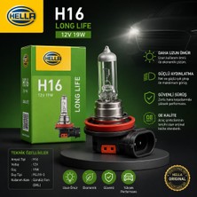 Hella H16 Long Life 12V 19W Uzun Ömürlü Sis Farı ve Gündüz Farı Ampulü Orijinal Tekli