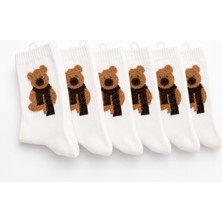 Çocuk İşleri Soft Teddy Ayıcık Desenli Unisex Pamuklu Soket Çorap 6’lı Paket (36-40)