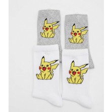 Çocuk İşleri Pikachu Desenli Unisex Soket Çorap 4’lü Paket (36-40)