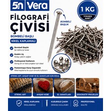 5n Vera Bombeli Başlıklı Nikel Kaplama Filografi Çivisi 1 kg (1000 Gram) | String Art, Ahşap Hobi ve El Sanatları Için