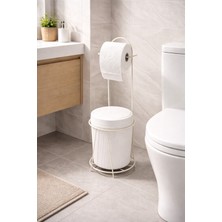 Empressco Modern Ayaklı Wc Kağıtlığı ve Çöp Kovası Seti, Dayanıklı Metal Askılı Stand