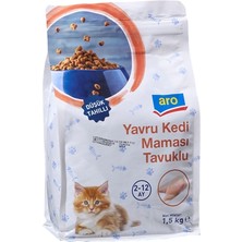 Aro Kedi Maması Az Tahıllı 1,5 kg Tavuklu Yavru Kediler Için (8'li Paket)