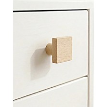 Üçer Ahşap ​(1 Adet + Vida) Kare Tasarım Kayın Ahşap Dolap Kulpu - 40 mm Vernikli