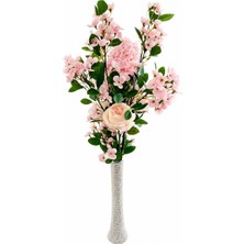 Berrina Yapay Çiçek Aranjmanı / Inci Taşlı Vazolu Masa Süsü