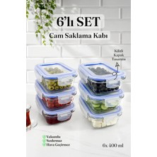 Naturelove Kapaklı 6'lı Kase Cam Saklama Kabı Kahvaltılık Buzdolabı Düzenleyici Tatlı Fırın Kabı Borcam