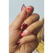 Easy Beauty 24 Adet Bordo Kısa Takma Tırnak Seti Yapıştırıcı Bant Hediyeli DY1249
